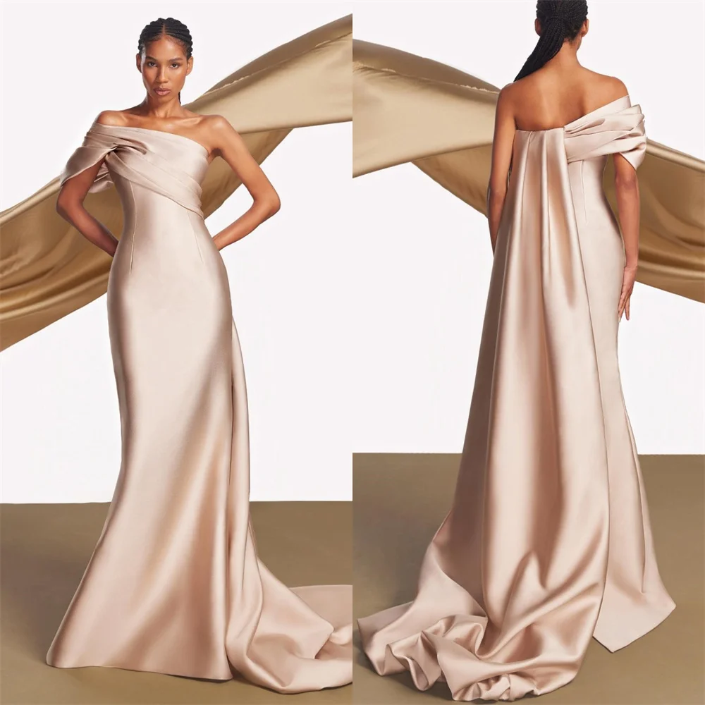 

Customized Prom Gown Evening Dearin One-shoulder Mermaid Floor Length Open Back Skirts Draped Layered Ruffle Bespoke Occasion Dr