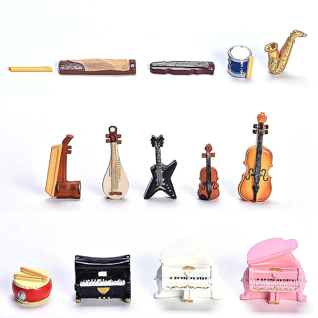 Creative Varied Miniature Music Instrument Resin Mini Violin Dollhouse Decorative Ornaments Crafts DIY Home House Bar