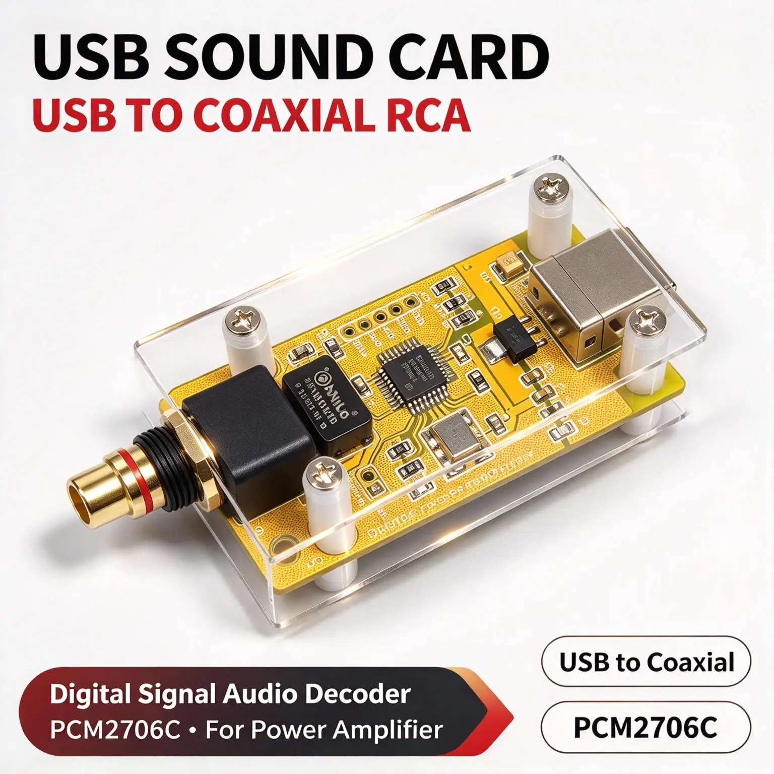 DYKB USB Sound Card USB to Coaxial Digital Audio Converter PCM2706C S/PDIF Interface for PC Laptop Android OTG HiFi DAC Decoder