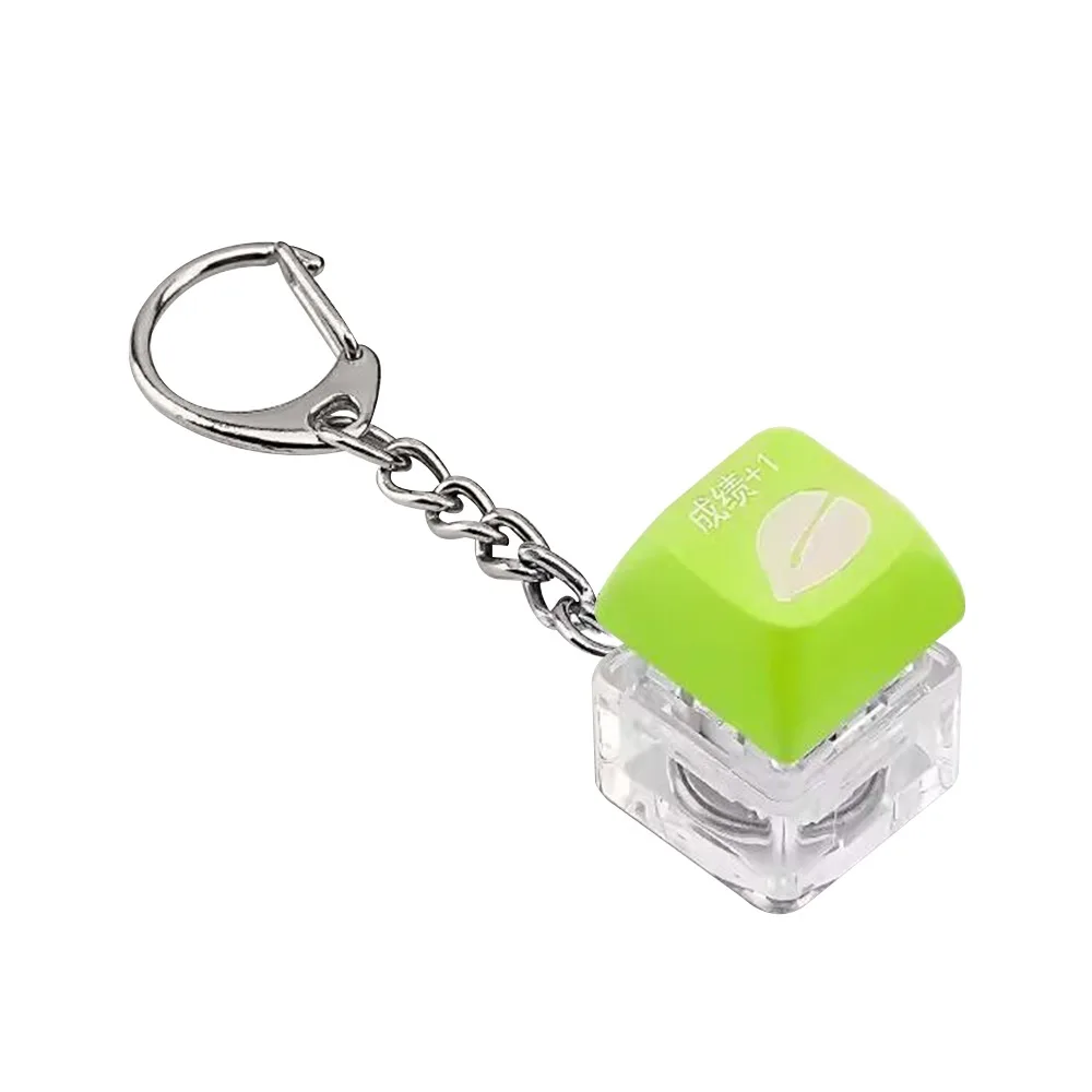 

Relaxing DIY Keyboard Fidget Keychain Keys Button With Light Clicker Toy Good Luck Keycap Pinch Toy