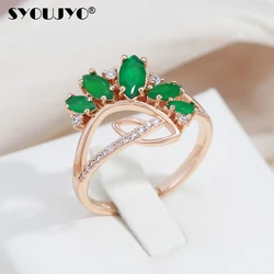 SYOUJYO Dark Green Zircon Brass Rings For Women Spring Outdoor Luxury Jewelry