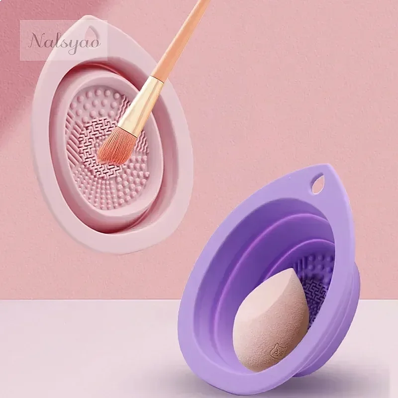 Silicone Folding Makeup Brush Cleaner Box, Powder Puff Washing Bowl, Eyeshadow Brush Scrubber, Soft Beauty Tool view 2
