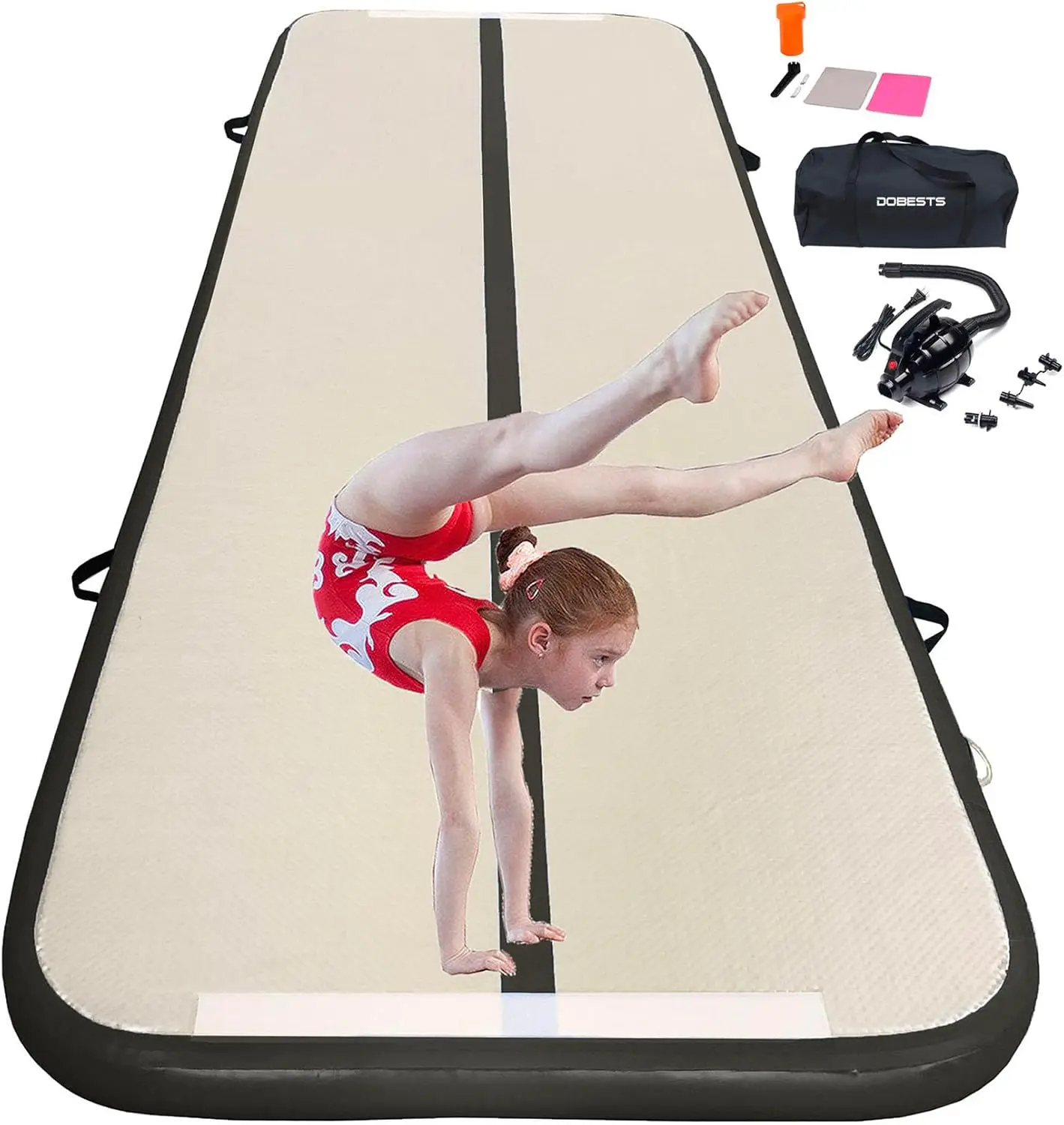 Inflatable Gymnastic Mat Air Track Tumbling Mat 6.6ft 10ft 13ft 16ft 20ft 4/8 Inch Thick Air Mat Tumble Track Air Barrel