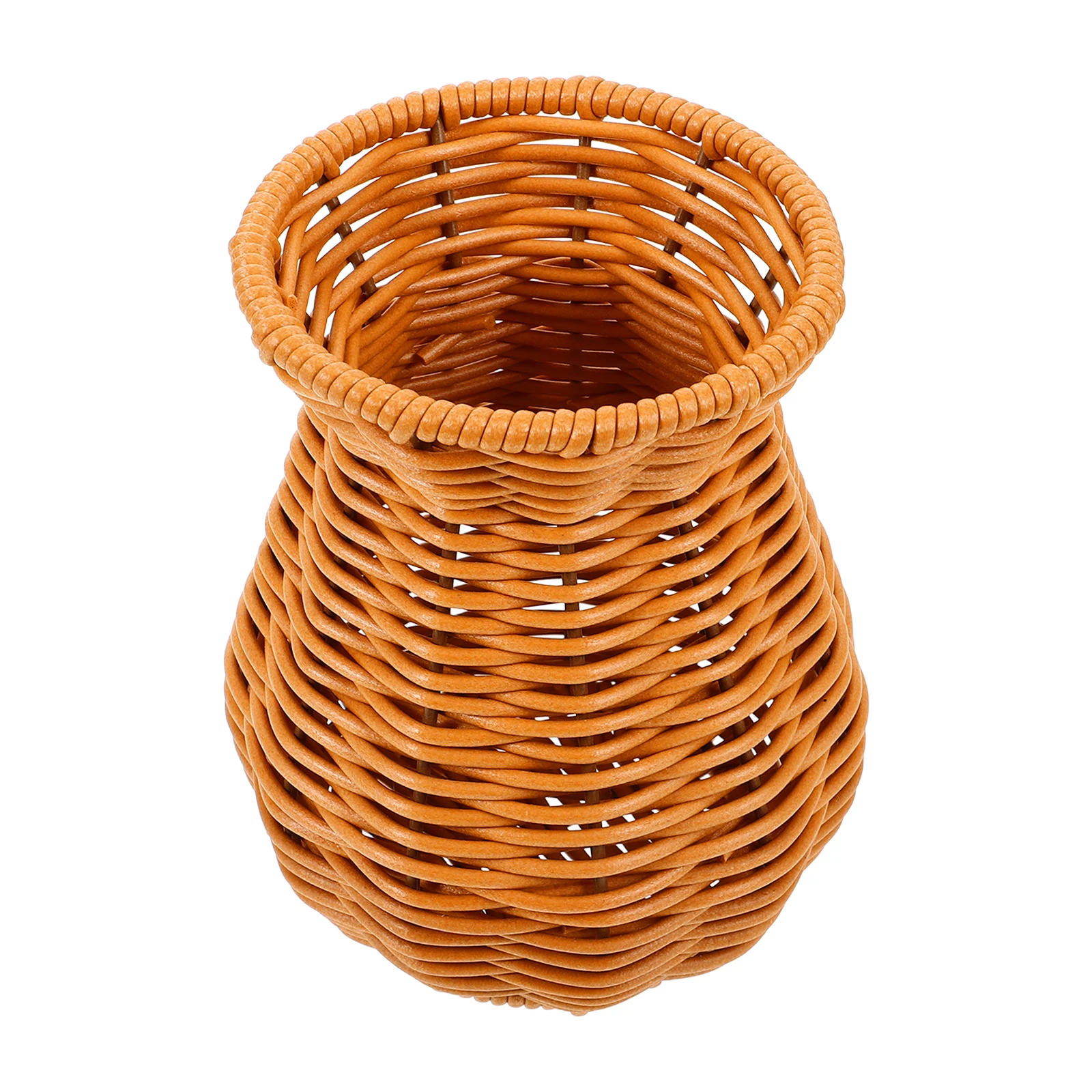 

Rustic Decorative Vase Woven Flower Artificial Rattan Container Unique Baskets Home Office Balcony Table Plastic Pot Arrangement