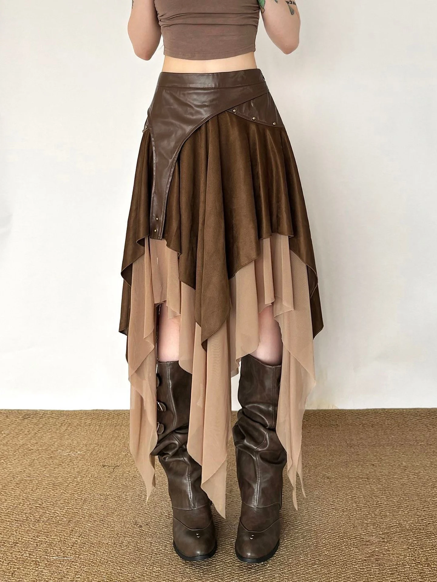 High Waist Layered Tulle Skirt Women's Style Commute Korean Version Non-fading A-Line Skirt Side Zipper No 
