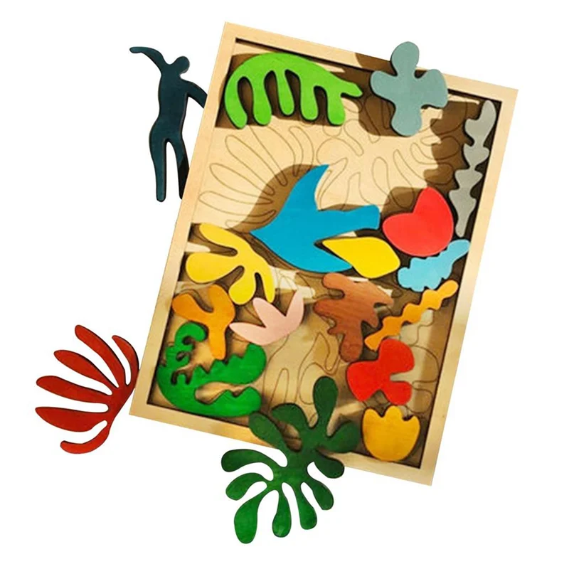 ABUM-1 Piece Matisse Montessori Puzzle Wooden  Random Color Wood For Early Educational Gift For Kids 1-3 Years Old