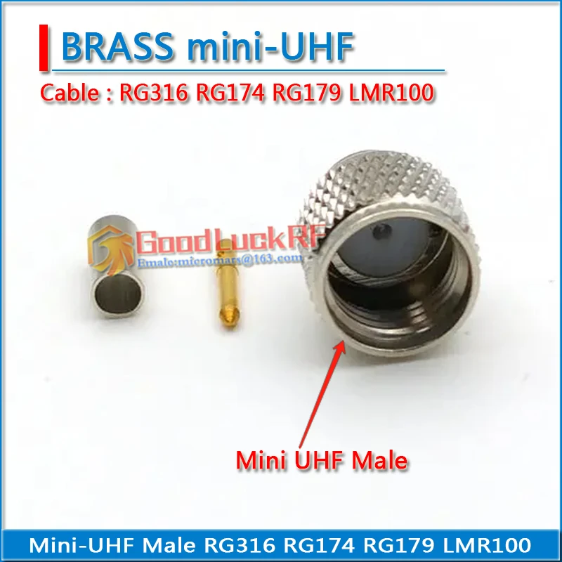 miniUHF mini-UHF MINI UHF Male needle Window Crimp RG316 RG174 RG179 LMR100 Cable copper Straight Coax RF Connector Adapters