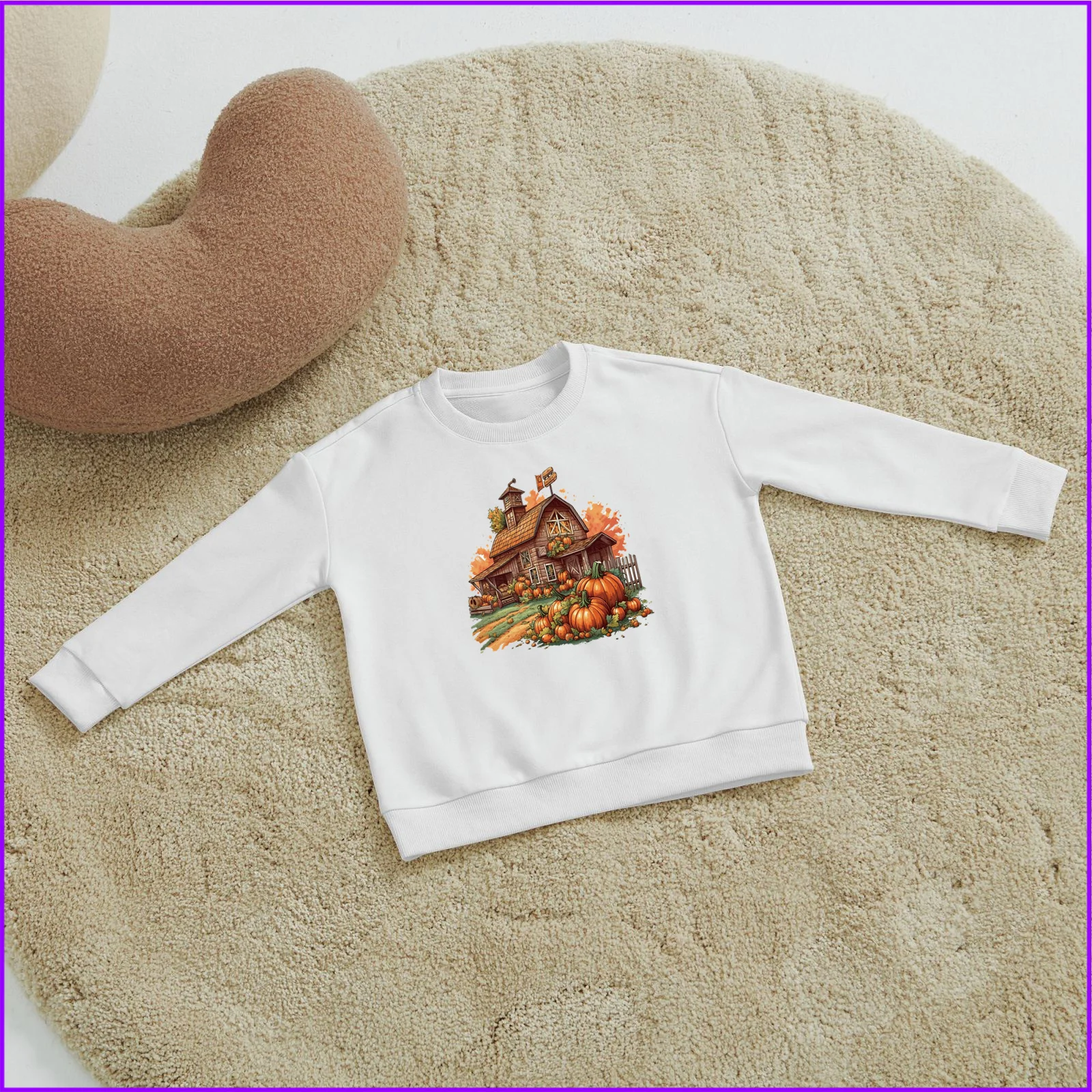 Harvesting Scene Harvest Farmhouse Scene Autumn Pumpkins Halloween Sja1915 Kids Boys Girls Hoodies Sweatshirts Camisetas Korean