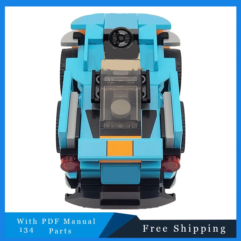 134 PCS MOC Mini Mobil Balap Kartun Biru Teknologi Bricks Model Rakitan Blok Bangunan Mainan Kreatif untuk Pajangan Hadiah Festival Anak-anak