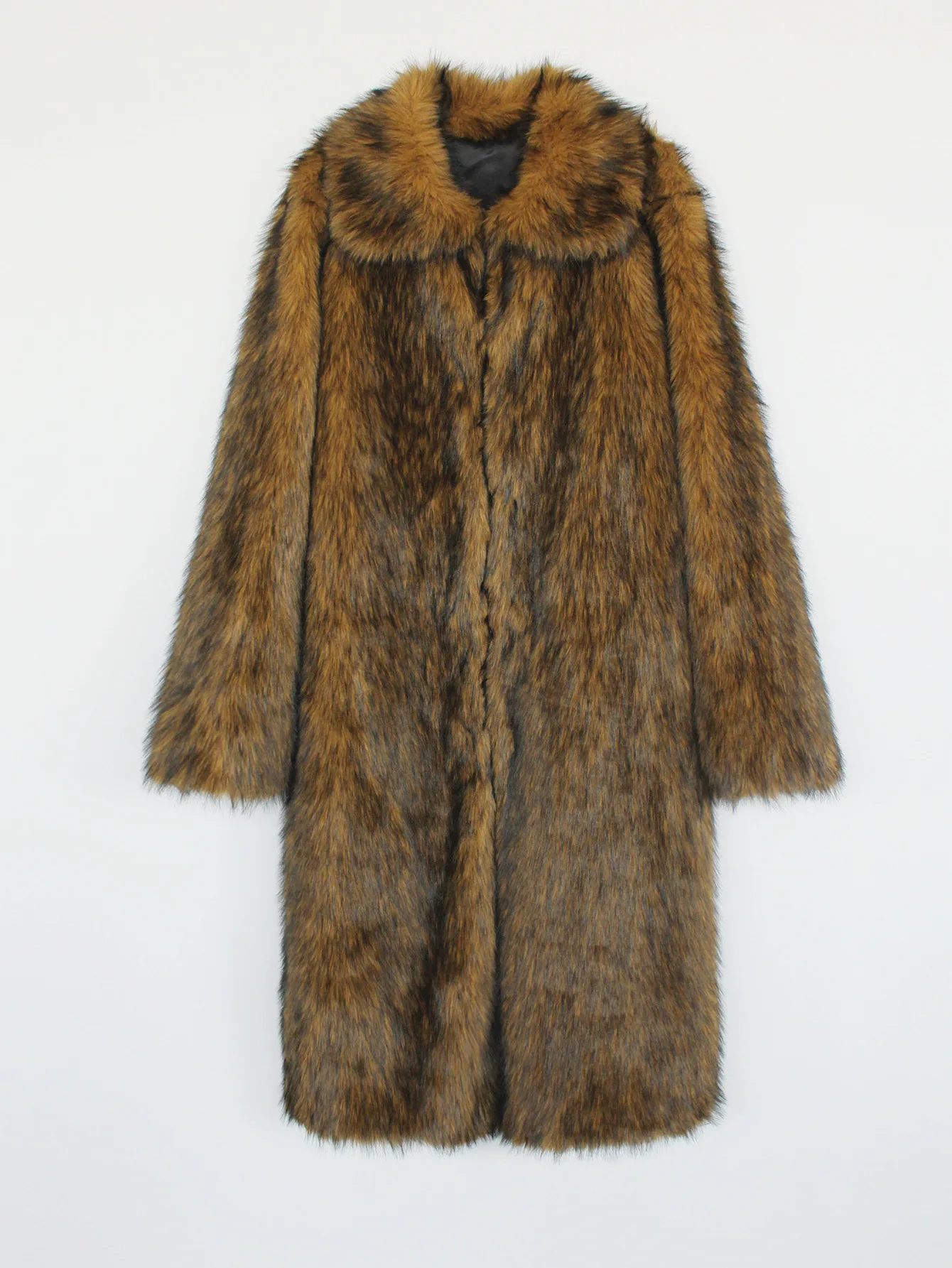 الرجال فو الفراء معاطف طويلة الفراء سترة الصلبة رفض طوق كم طويل المفتوحة غرزة سميكة الدافئة الفراء فضفاضة عادية 2025 الخريف الشتاء #6