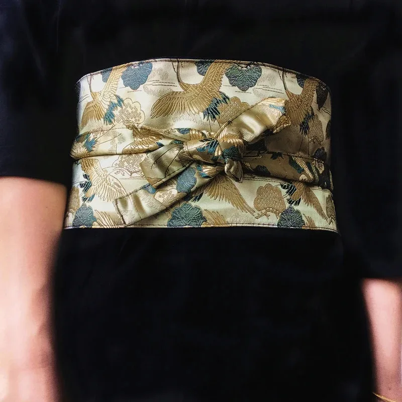 2023New 15 ألوان الرجعية اليابانية الملابس التقليدية حزام للمرأة التطريز أوبي حزام كيمونو الأزهار طباعة الملحقات
