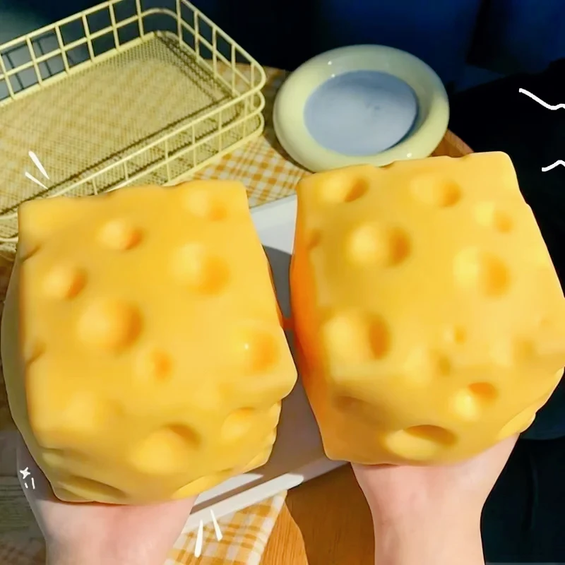 1pcs Giant Cheese Squeeze Toy Extra Large Size Cheese Squishy Fidget Toys Slow Rebound Shapeable Venting Ball for Adults Gifts