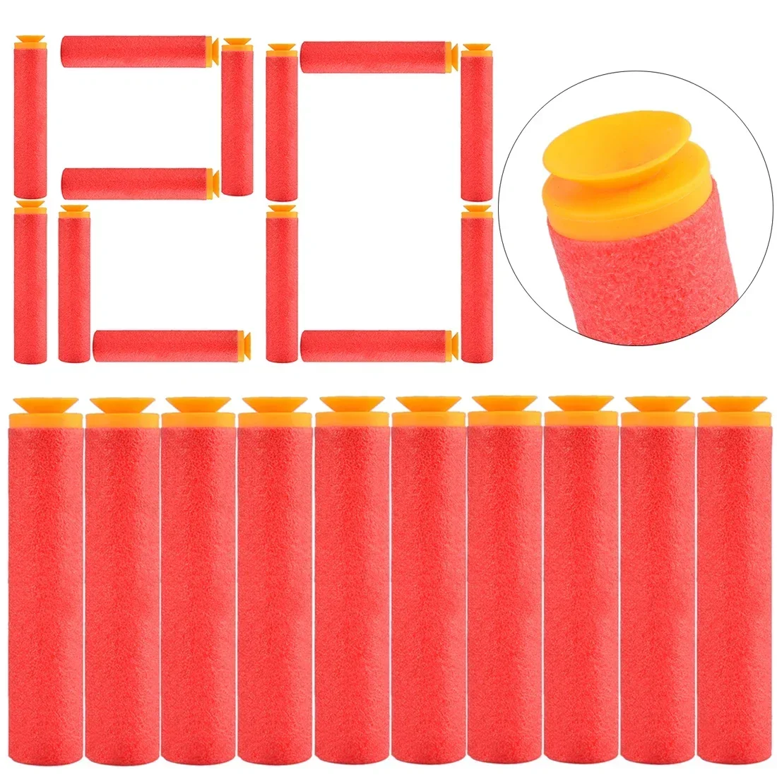

W1 kaevixdio 120 pcs Soft Bullet Sucked Type Head Foam Bullets for Mega Series - Red