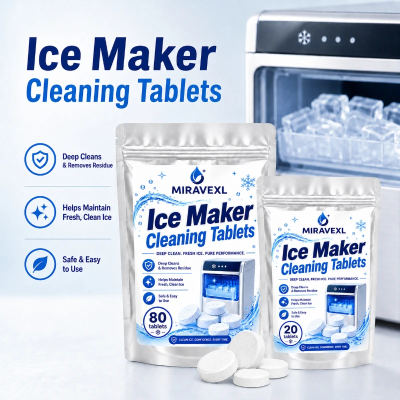 MIRAVEXL Ice Maker Cleaning Tablets (20/80PCS) - Deep Cleaning Descaler for Portable & Countertop Nugget Machines - Fresh Taste