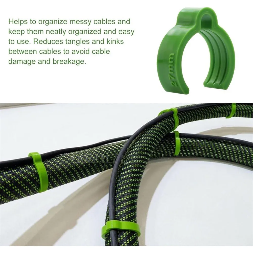 10pcs 27mm Coiled Hose Clips Green Plastic For Vacuum Cleaner Hoses Sander Dust Extractor Cable Management Clamp Organizer