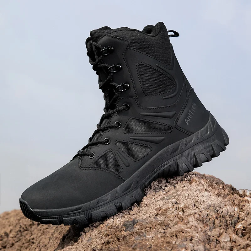 جديد الشتاء الذكور مقاوم للماء دراجة نارية حذاء القتالية الكاحل المضادة للانزلاق أحذية أمان العمل الرجال الأحذية التكتيكية قوة خاصة أحذية جيش