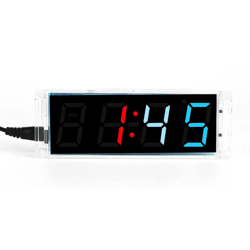 Electronic Clock DIY Kit Temperature Meter Digital Colorful LCD Display with Alarm Time/Date DC 5V 4 Bit Soldering Practice