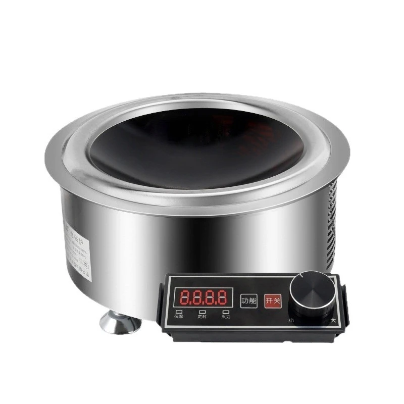 Commercial high-power wok with built-in concave induction range for iron pan chicken and braised mutton