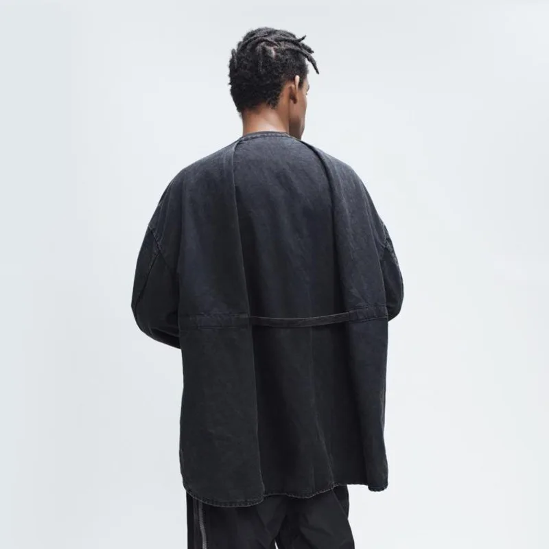 HKSH Autumn New Men Deconstruct Taoist Robe Safari Style Jacket Mid-Length Trench Coat Trendy Techwear Fake 2-Piece Coat HK17147