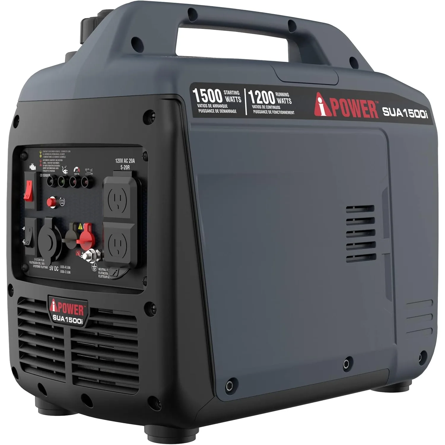 Portable Inverter Generator, 1500W Super Quiet, EPA & CARB Compliant CO Sensor, Portable Ultra-Light Weight For Backup Home Use