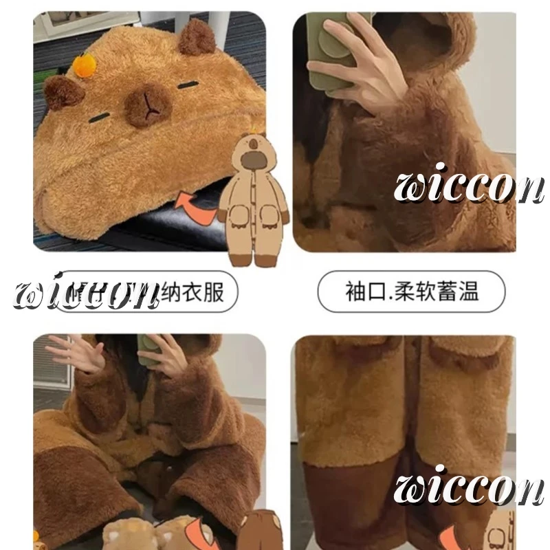 Adult Capybara Cosplay Costume Robes Kigurumi Anime Nightgown Halloween Cartoon Pajamas Pajama Party Costume