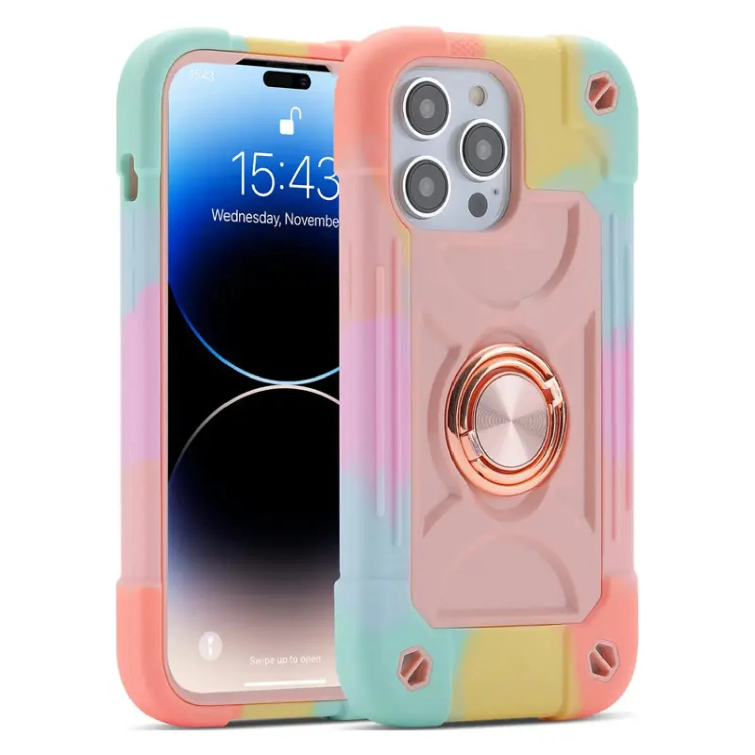 

Stylish and Functional Military Grade Heavy-Duty Shockproof iPhone 13 Phone Case with Ring Stand - Rugged, Durable Cover for Max