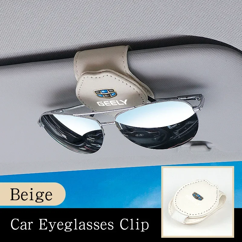 

For Geely Tugella Okavango Azkarra Atlas ICON Coolray Emgrand ec7 Leather Car Sun Visor Glasses Clip Sun Visor Sunglasses Clips