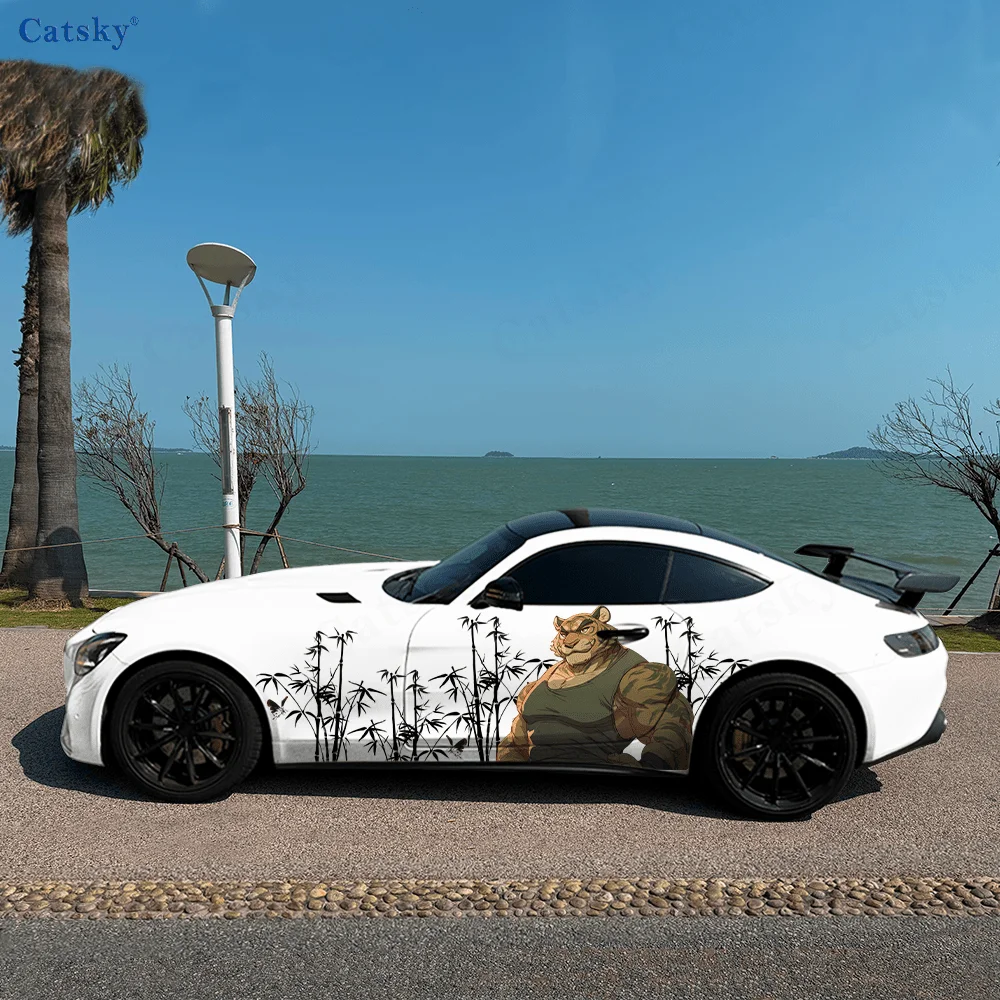

Tiger Bodyguard Bamboo Car Vinyl Wraps Decal Self-adhesive PVC Sticker Suitable for Trucks SUV Decoration Auto Accessories Gift