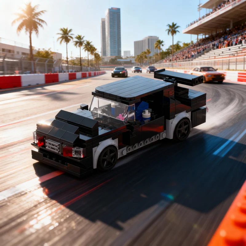 

327pcs MOC City Champions FJ All Black Drift Car Model Building Blocks Construction DIY Christmas Gifts Creative Toy Idea