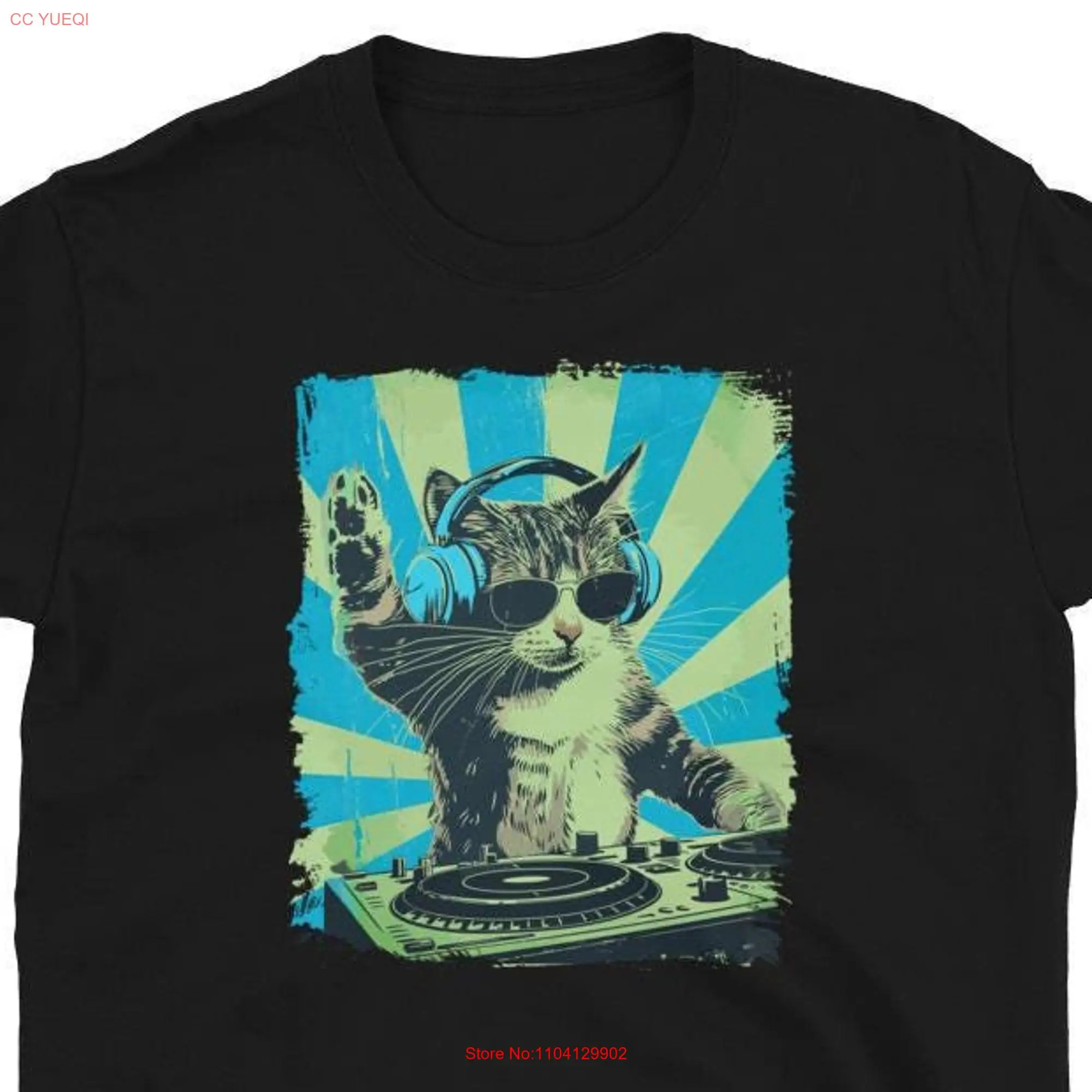 Dj Cat T shirt Mixer Music Festival Outfit Electronic Lovers  long or short sleeves