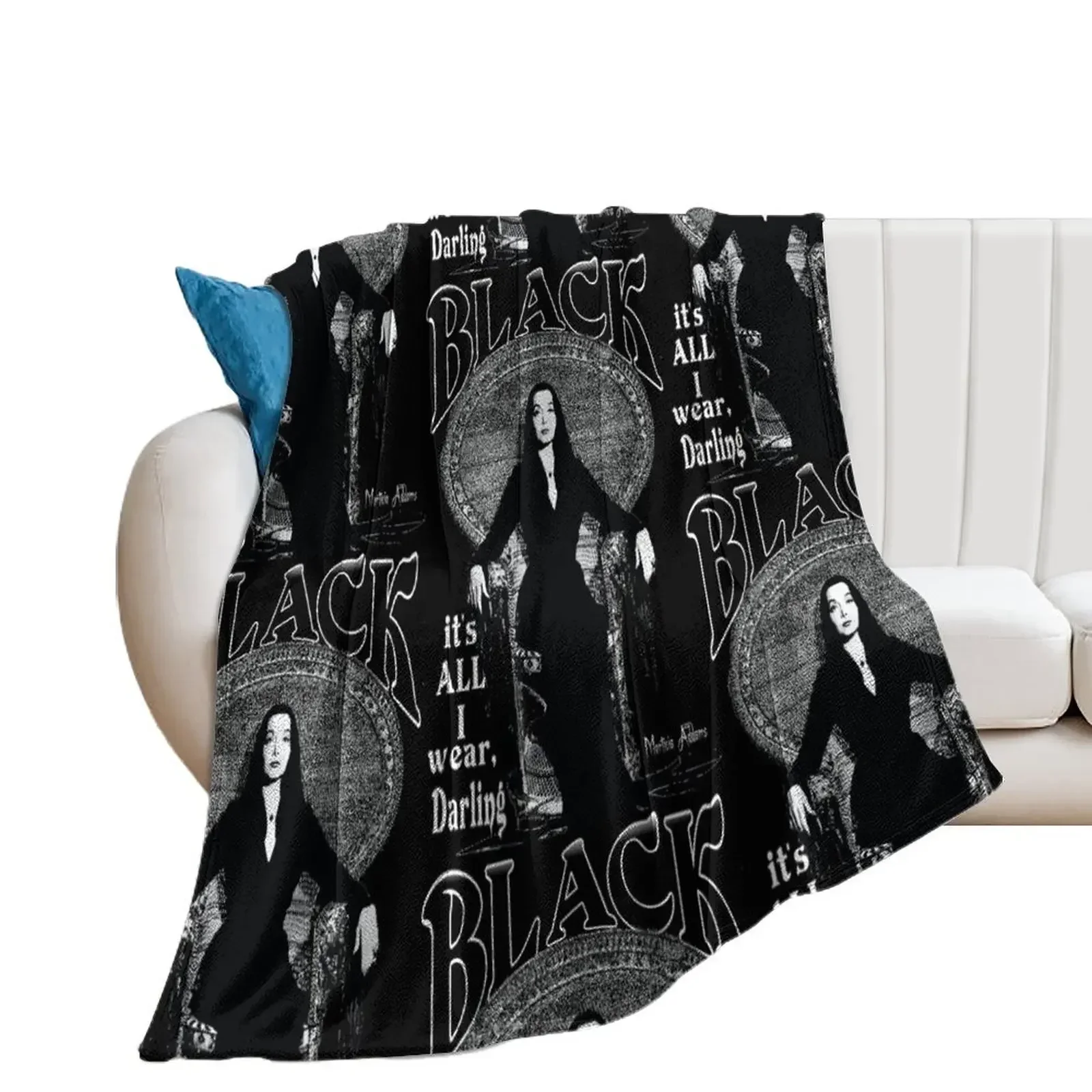 

BLACK- It's All I Wear- Morticia Addams Throw Blanket bed plaid Luxury St Plush Blankets