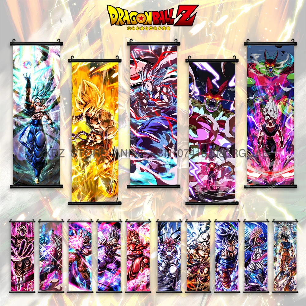 Dragon Ball Z Scrolls Picture Vegeta Super Saiyan Posters Hanging Painting Goku Home Decoration Wallpaper Gohan Room Wall Art