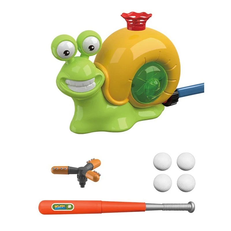AS96-Water Sprinkler Baseball Kids Outdoor Play , 2 In 1 Snail Water Outside  With 2 Sprinkler Heads For Boys Girls