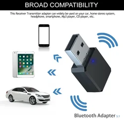 KN318 Bluetooth 5.1 Audio Receiver Dual Output AUX USB Stereo Car Hands-free Call Wireless Adapter Video Receiver Audio Adapter