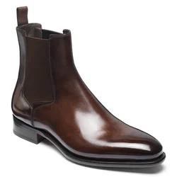 Botas Chelsea para hombre, zapatos de PU marrón, moda versátil, negocios, Casual, estilo británico, ropa de fiesta callejera, botines clásicos