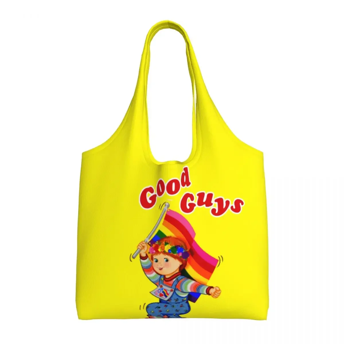 Good Guys Pride Grocery Tote Shopping Bags Women Cartoon Child's Play Chucky Canvas Shoulder Shopper Bags Big Capacity Handbags