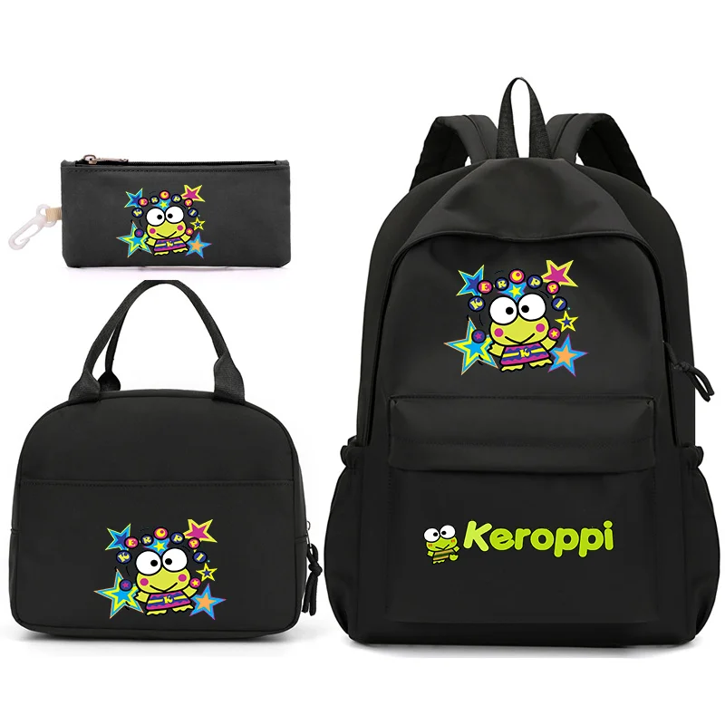 Kerokero Keroppi 3pcs/Set Backpack with Lunch Bag for Teenagers Student School Bags Casual Comfortable Travel Sets