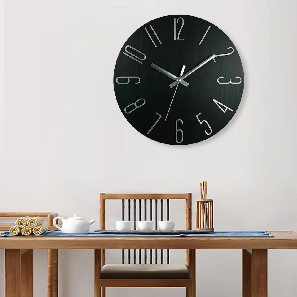 

12 Inch Wall Clock Cubic Digital Non Ticking Wall Clock Living Room Silent Brief Nordic Fashion Wall Watch Simple Home Decor
