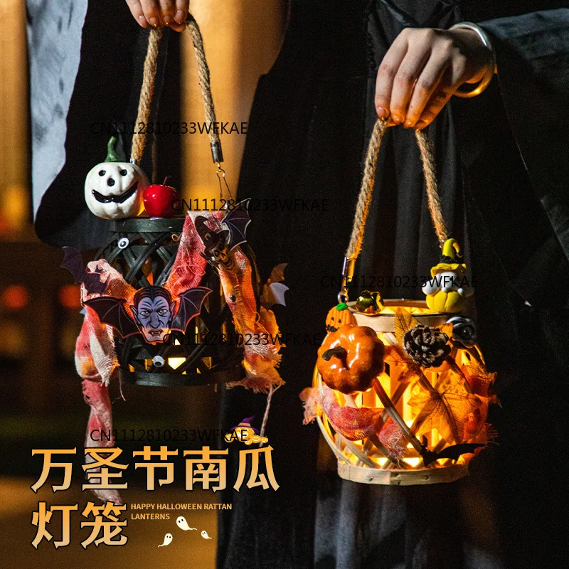 Halloween jack-o-lantern decoration, children's handmade DIY material package, scene arrangement luminous portable props