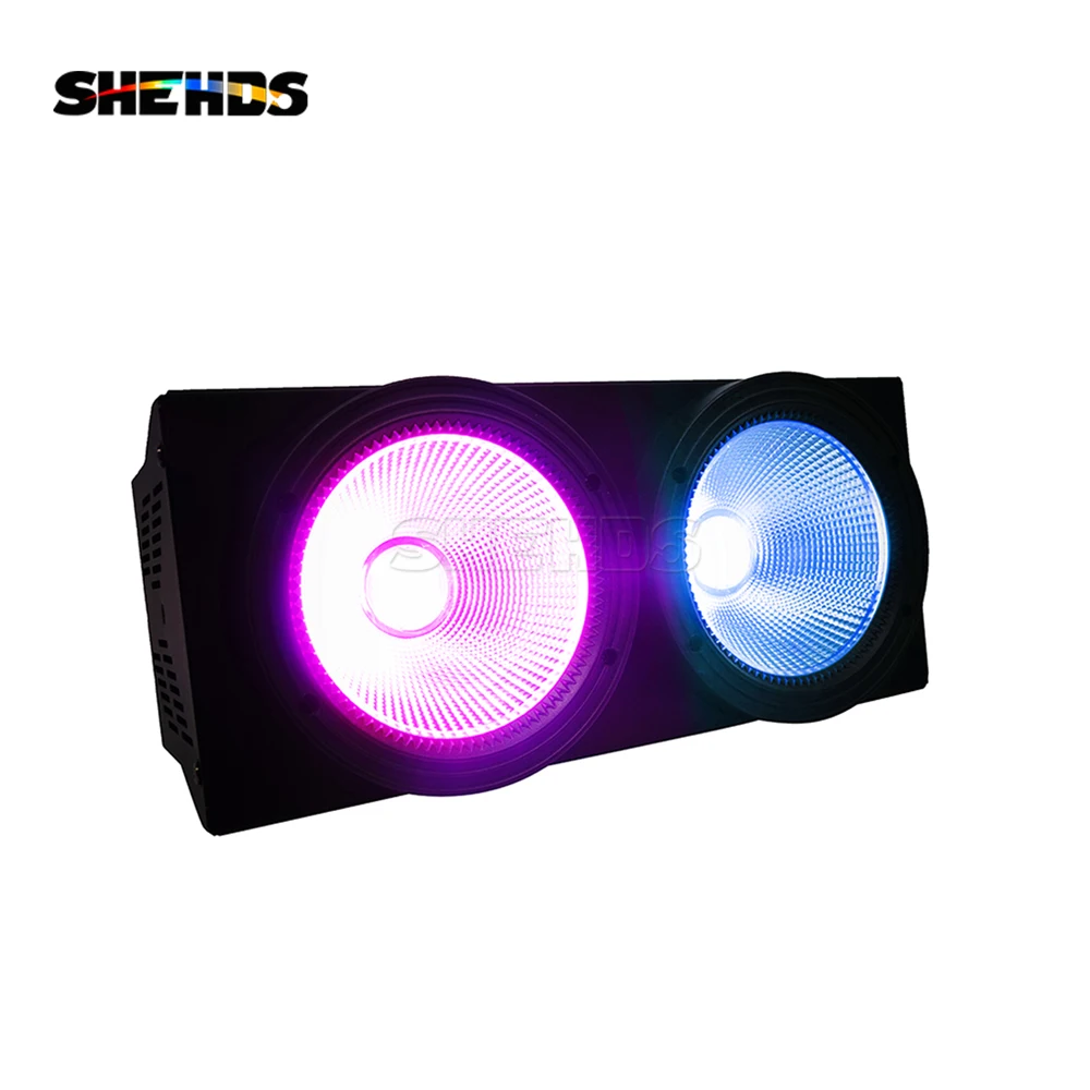 SHEHDS LED 200W RGBWAUV 6in1 Projector 2 Eyes 2x100W COB Blinder Audience Light For DJ Disco Wedding Party Stage Light Effect