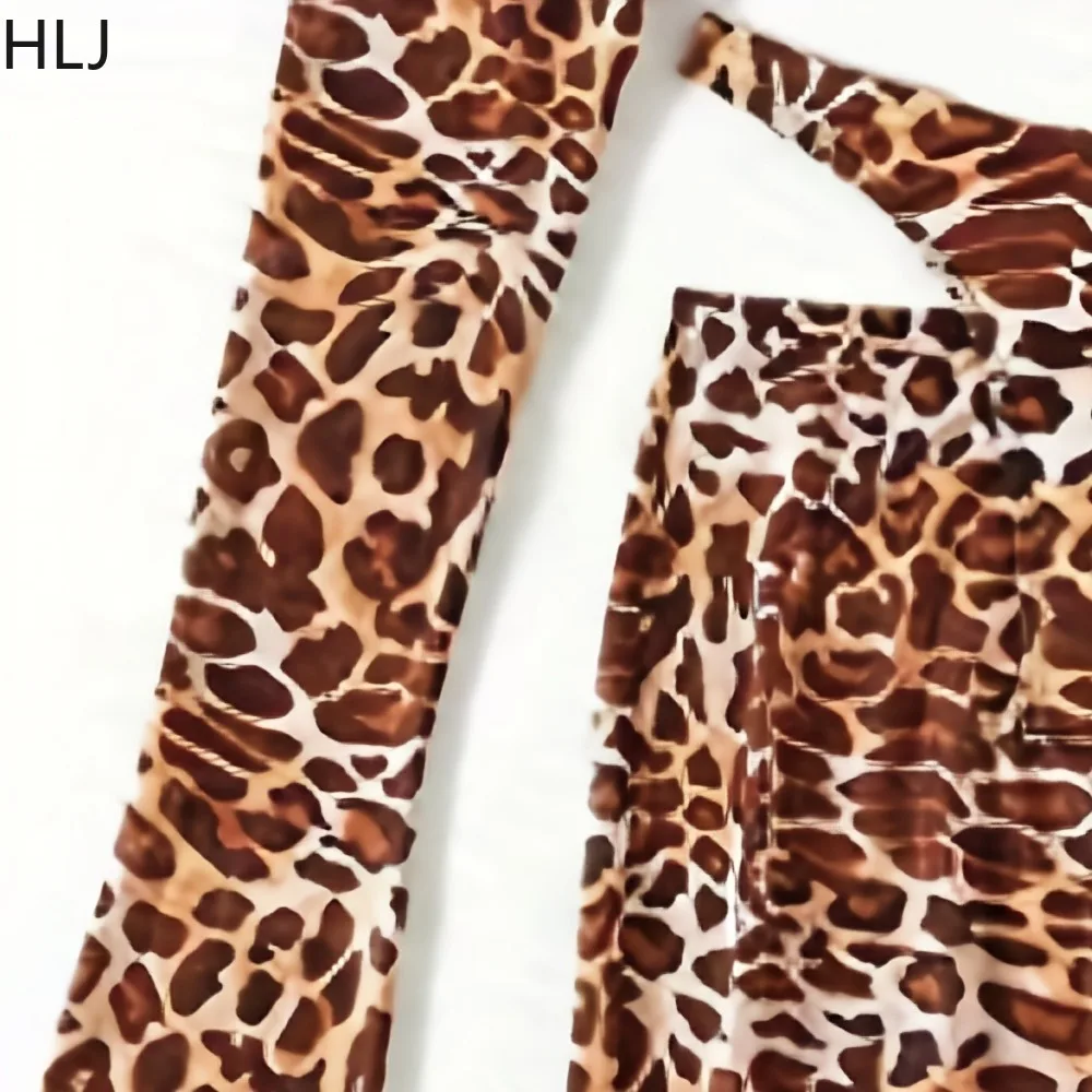 FAGADOER Sexy Mesh Leopard Printing Lace Up Skirt 4 Piece Set Women Split Swimsuit Sweet Backless Bikinis Summer New Bikinis Set