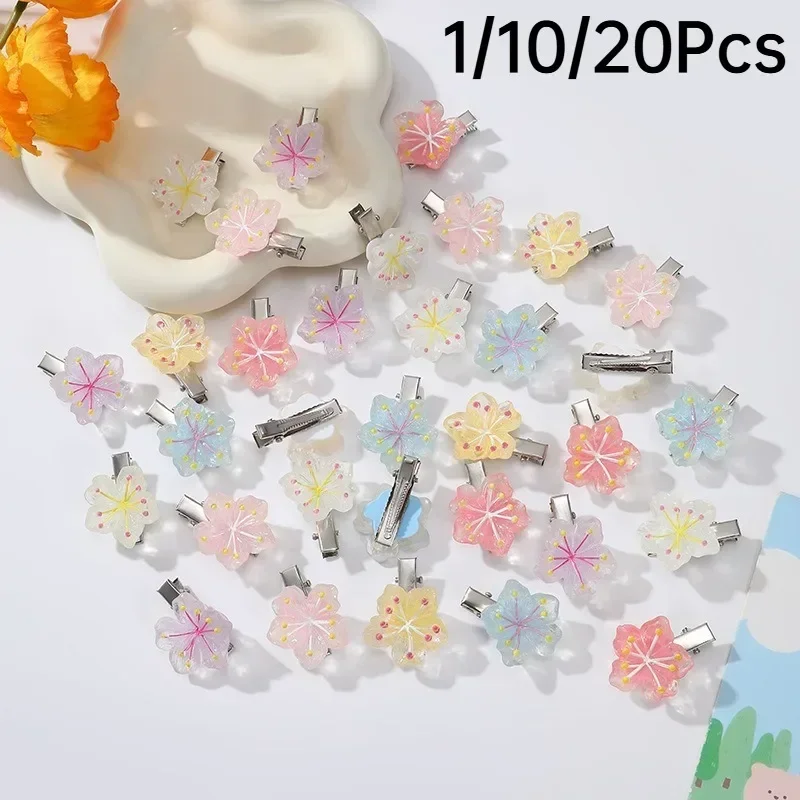 10/20Pcs Cute Women Sakura Flower Hair Clips Girls Sweet Princess Barrettes Kids Candy Color Transparent Floral Bangs Hairpin