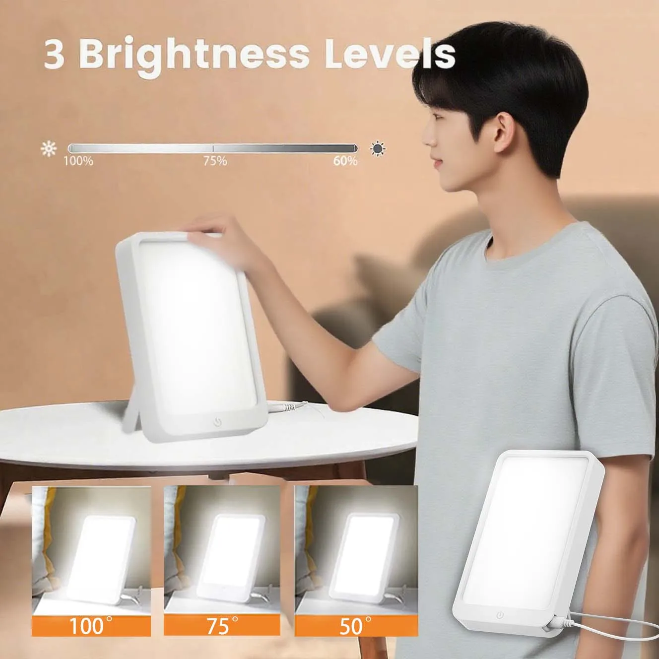 SAD LED Light Daylight Therapy Lamp 6500k Daylight Lamp Ajusted 3 Light Modes Happy for Winter Anti Depression LED Night Lights