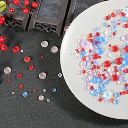 20/30/50pcs 4mm 6mm 8mm 10mm 12mm Resin Cat Eye Beads Round Flat Back Clear Bead for Clothing Bag DIY Garment Sewing Accessories