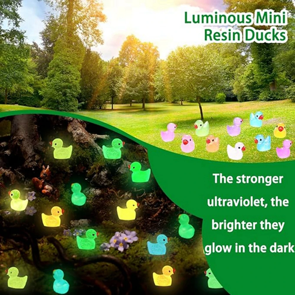 Luminous Mini Resin Duck, Glow in the Dark, Little Small Ducks, Brinquedos para o Natal, Festa de Aniversário, Presentes DIY, 36pcs