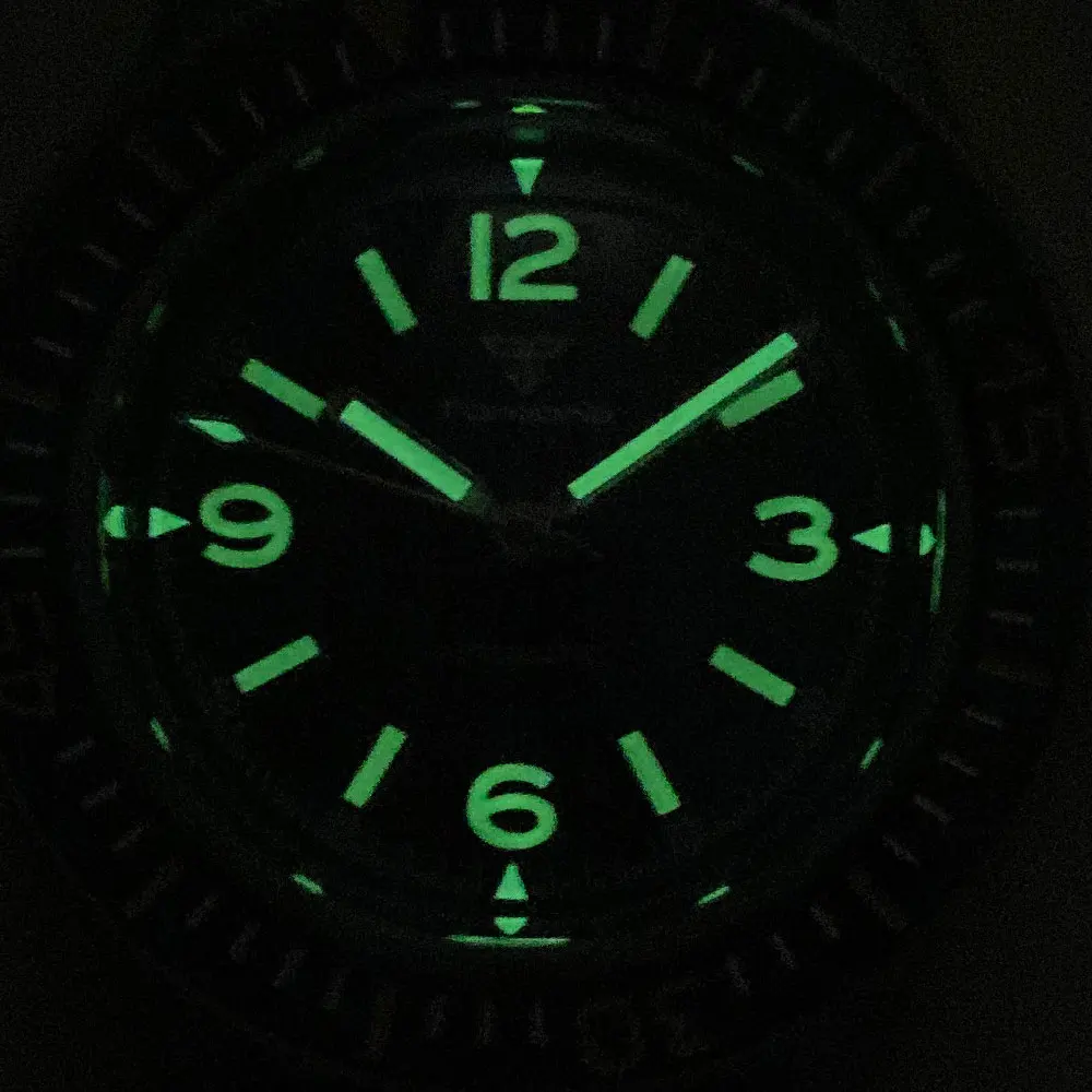 Zegarek automatyczny Custom Tandorio 40mm NH35A PT5000 50-Fathoms Retro Szkło Szafirowe Wodoszczelny do 200m Zielona Luminescencja Tarcza