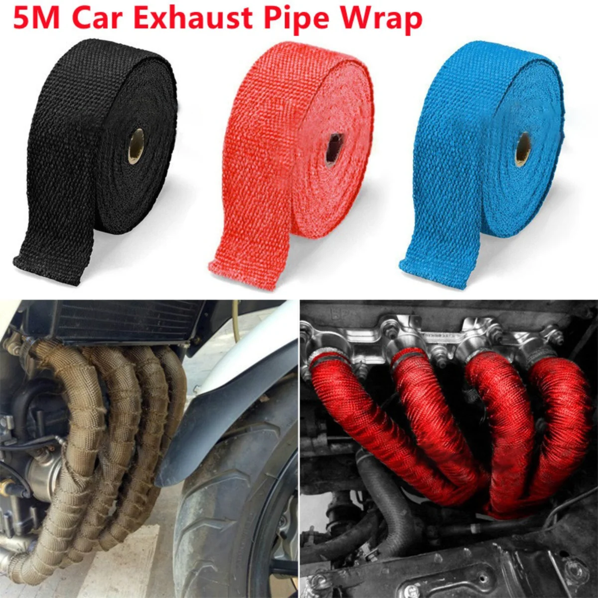 Car Exhaust Pipe Wrap Motorcycle Auto Insulation Heat Wrapped Tape