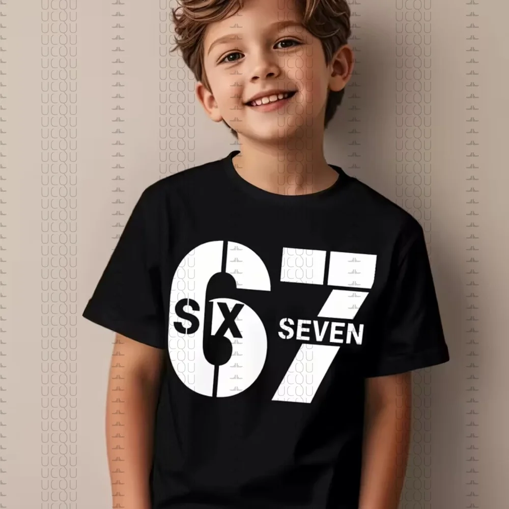 67 Meme T-Shirt pour enfants drôle numérique impression 3D été à manches courtes T-Shirt ample confortable hauts Streetwear mode enfants vêtements