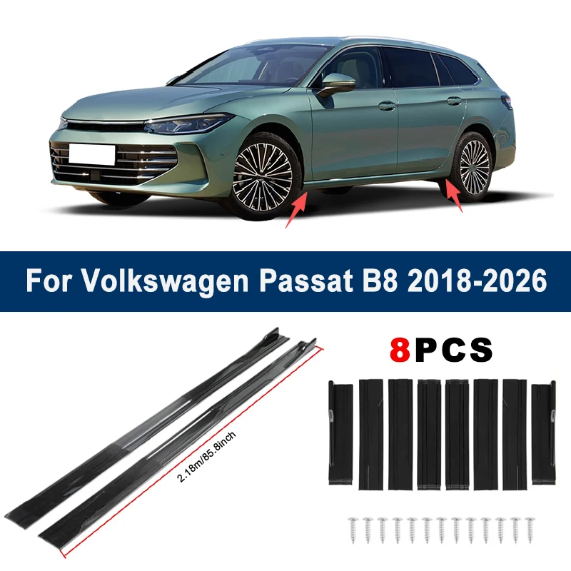 

2.18m Sectional Side Skirt Extension Lips For Volkswagen VW Passat B8 2018-2026 - Racing Side Spoiler Car Modified Body Kit