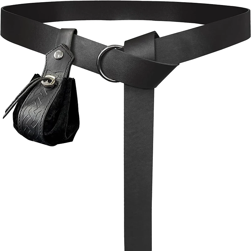 1Pc/2 Stuks Halloween Middeleeuwse Retro Ridder Riem Renaissance Lederen Riem En Portemonnee Set Viking Krijger Rolspel Unisex Larp